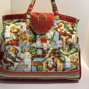 Dog Print Handmade Pet Carrier Travel Bag Sm Dog Animal Pockets